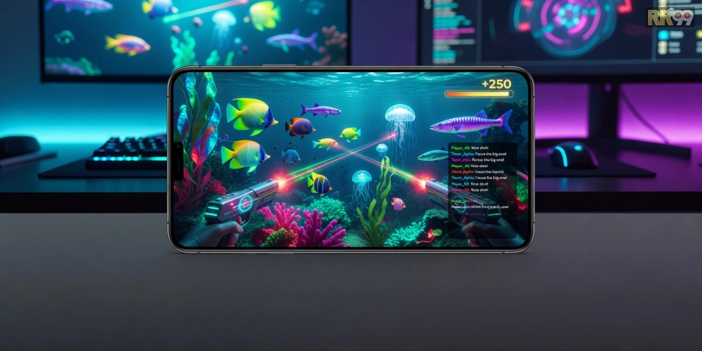 Giao diện chuyên nghiệp của game bắn cá RR99 Pro với đồ họa 3D ấn tượng