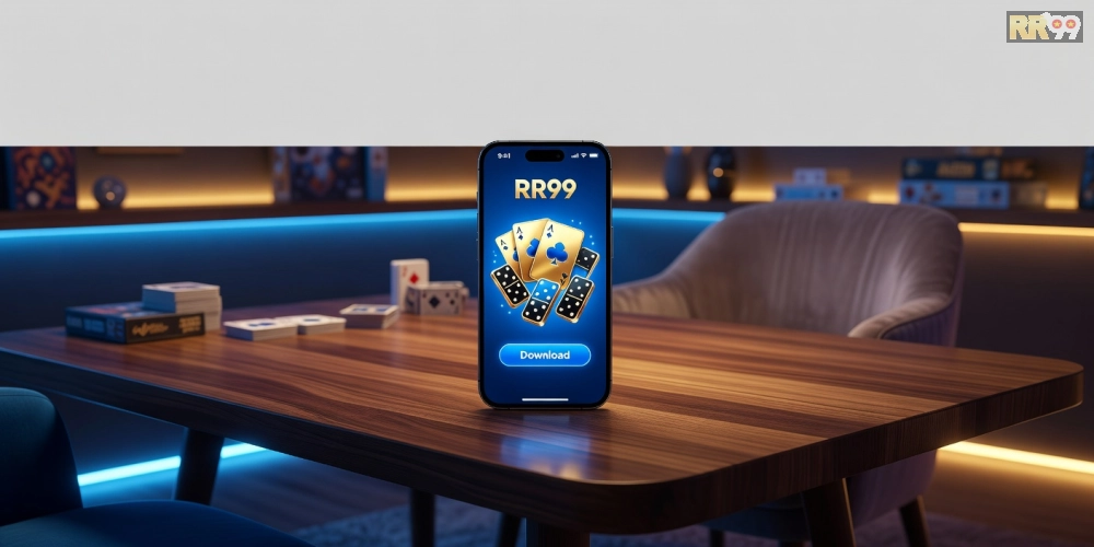 Hình minh họa khái niệm tải game bài RR99 với giao diện ứng dụng hiện đại.