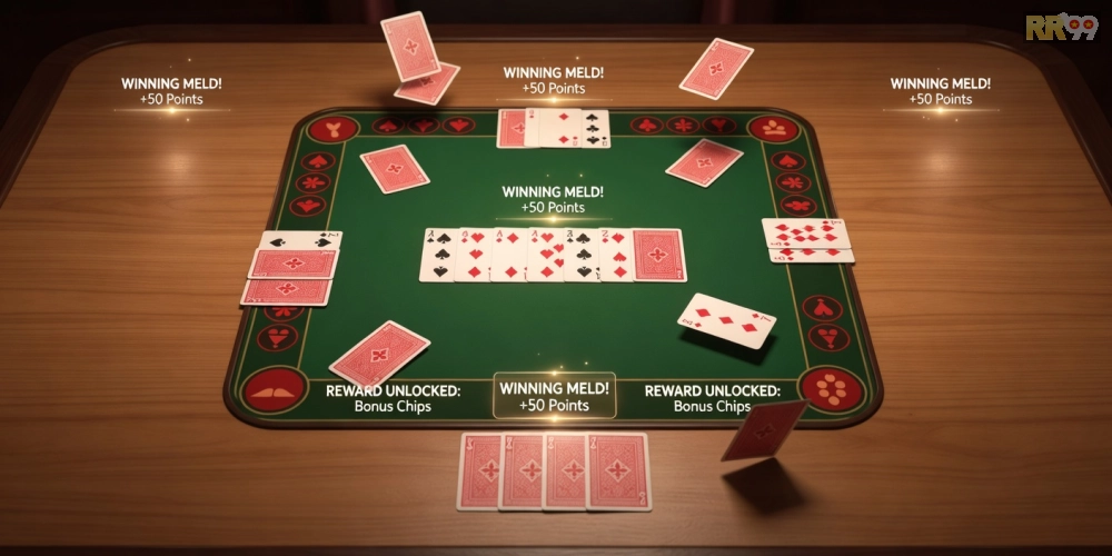 Hình ảnh gameplay Phỏm trên nền tảng RR99 với người chơi chiến thắng lớn