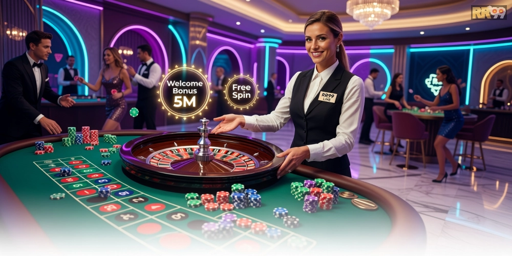 Giao diện live casino rr99 với ưu đãi hấp dẫn và bàn chơi roulette sôi động